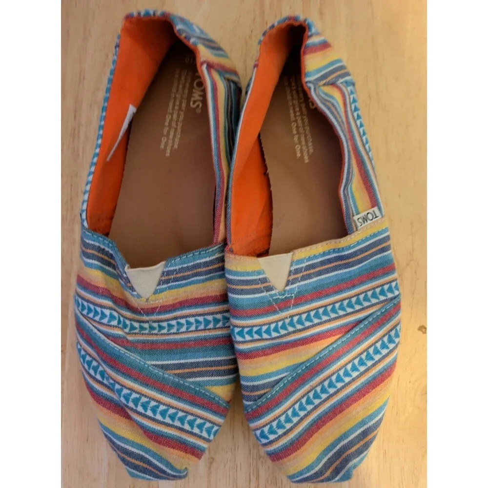 TOMS Women's Stripe Slip On Flats Size 10